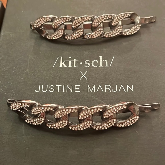 Kitsch x Justine Marjan XL Rhinestone Chain Bobby Pin Set - Picture 1 of 7